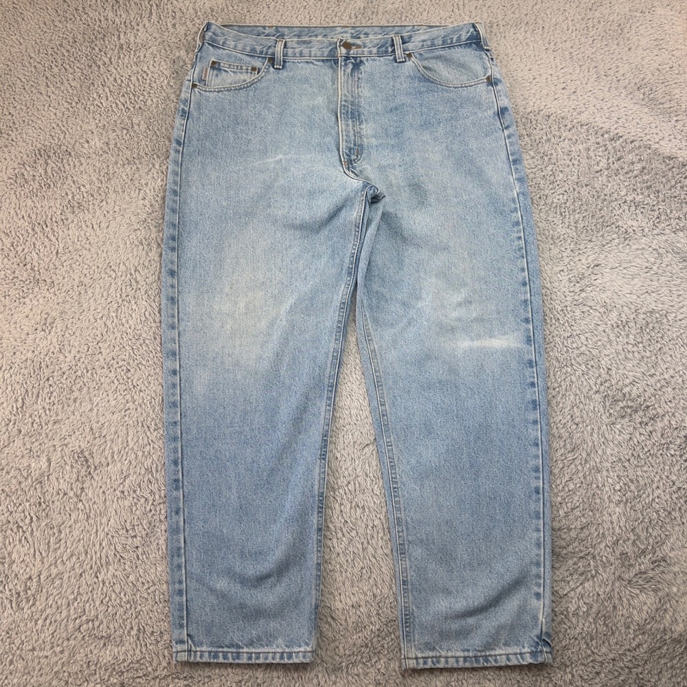 Carhartt B17 Relaxed Fit Straight Leg Light Wash Denim Jeans Blue 38x30 Vintage